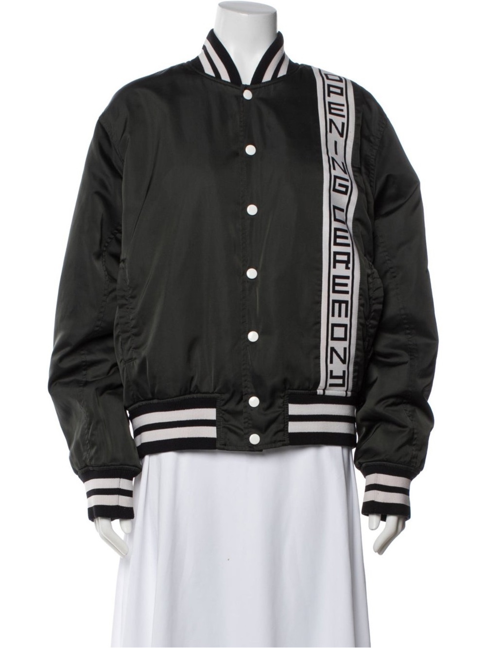 Opening Ceremony Black Bomber Jacket with Logo Contrast Stripe Size Small